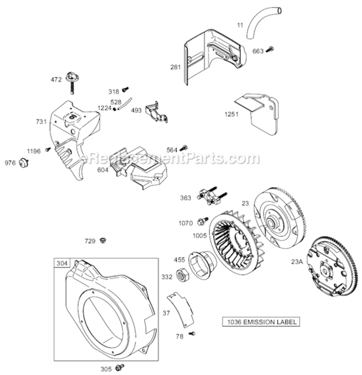 Page F Diagram and Parts List for 12C400 0100-0208 Briggs and Stratton Engine